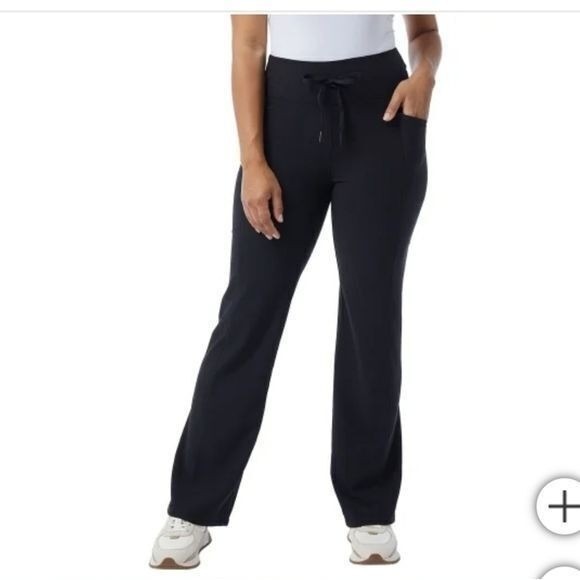 32 Degrees Pants - 32 Degree Ladies Small Mini Rib Flare Pants Black Side‎ Pockets Black New!